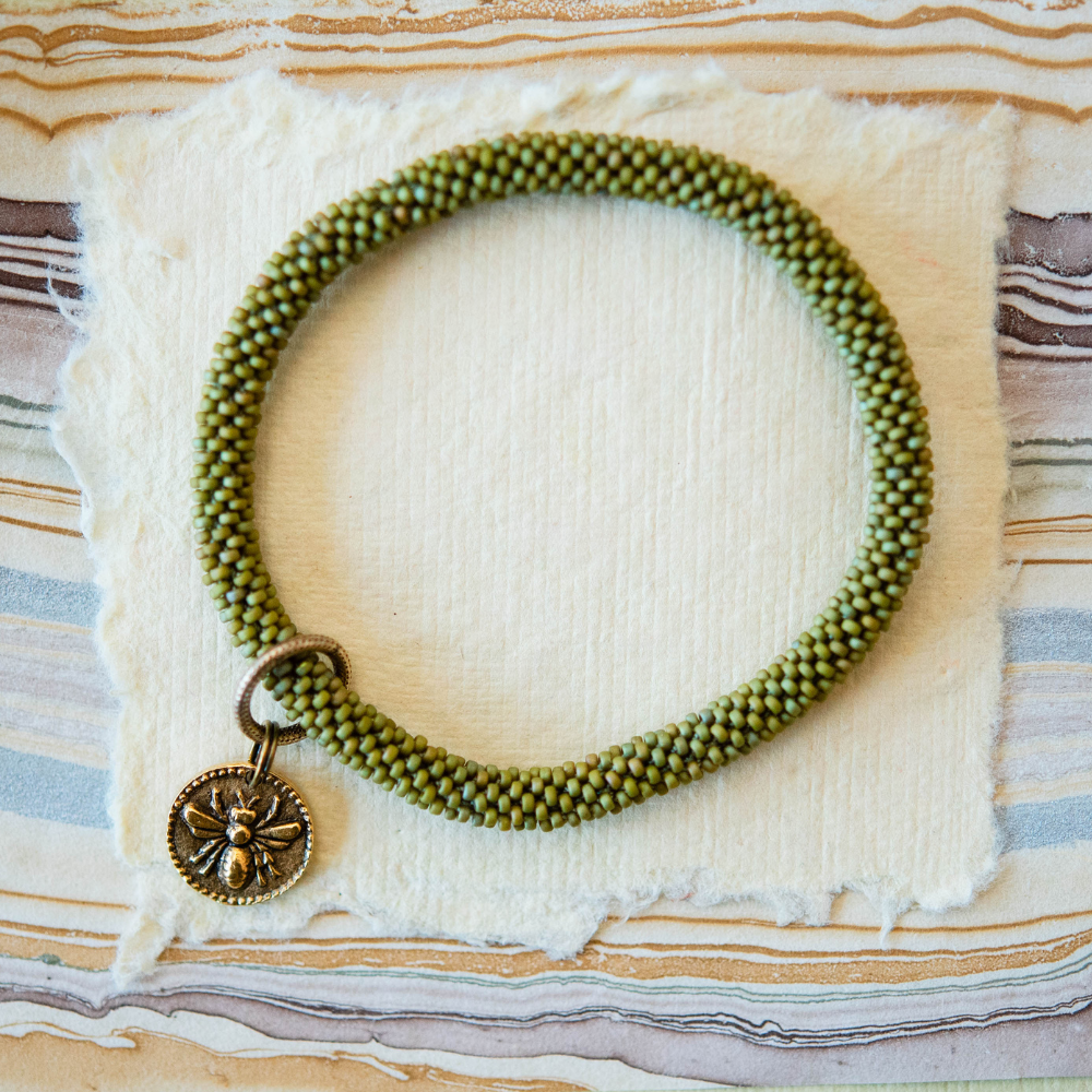 Beaded Bangle + Bee Charm Beaded Bangles Bella Vita Jewelry