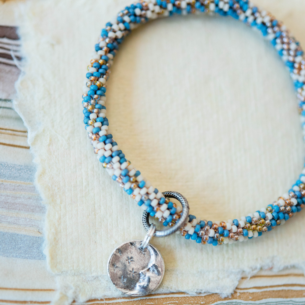 Beaded Bangle + Moon Charm Beaded Bangles Bella Vita Jewelry