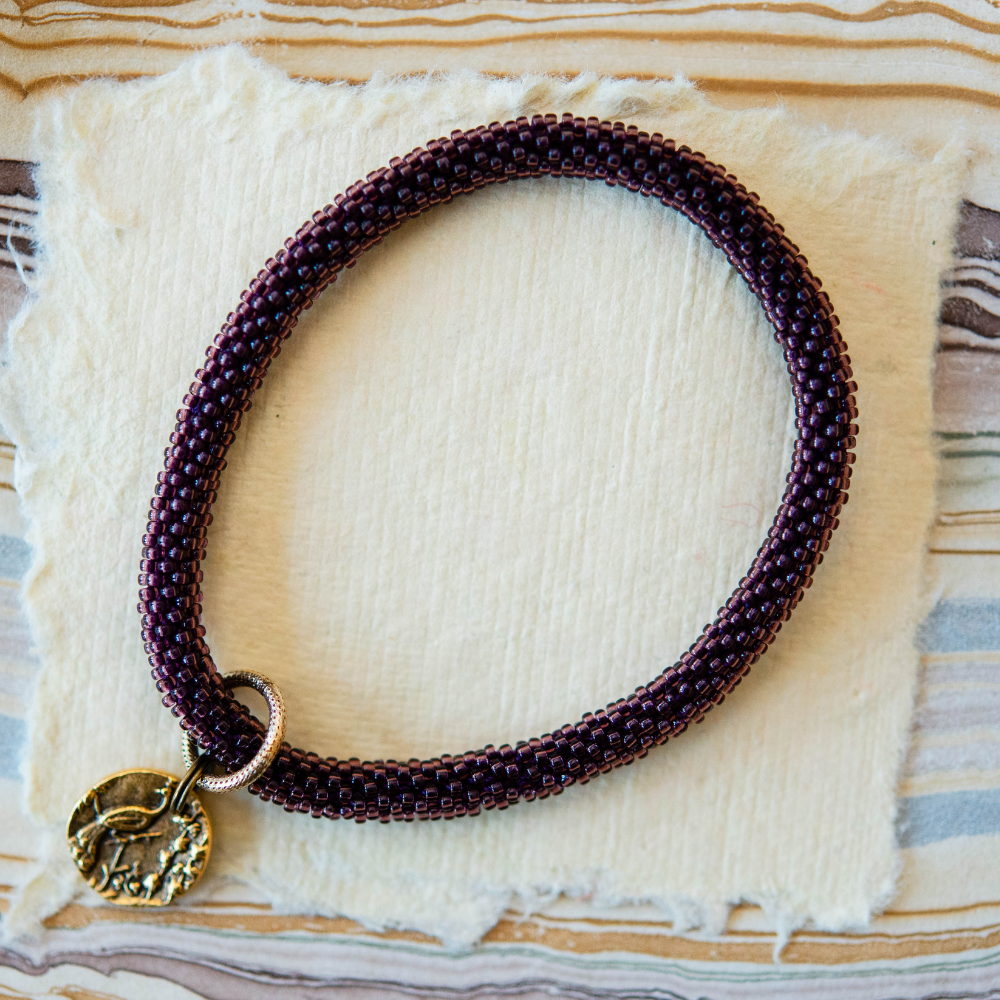 Beaded Bangle + Peacock Charm Beaded Bangles Bella Vita Jewelry