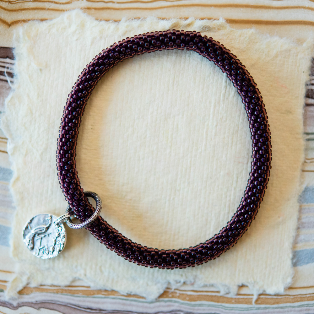 Beaded Bangle + Peacock Charm Beaded Bangles Bella Vita Jewelry