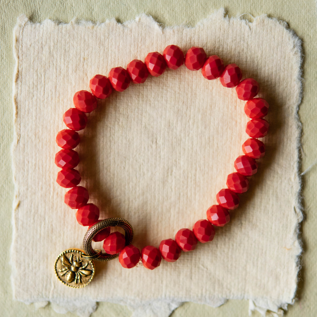 Crystal Bangle + Bee Charm Beaded Bangles Bella Vita Jewelry