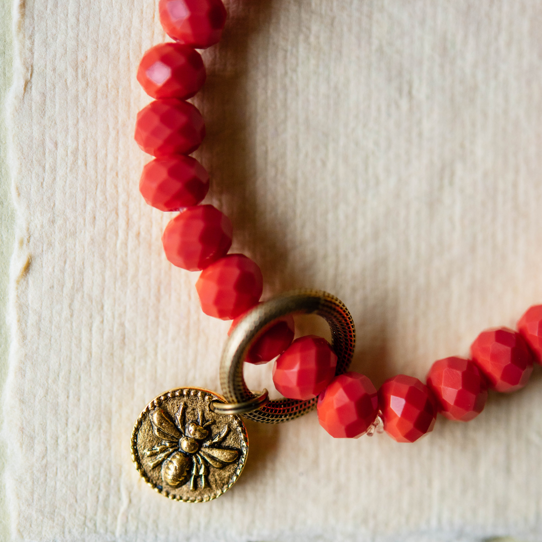 Crystal Bangle + Bee Charm Beaded Bangles Bella Vita Jewelry