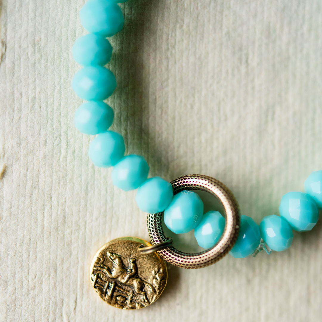 Crystal Bangle + Horse Charm Beaded Bangles Bella Vita Jewelry