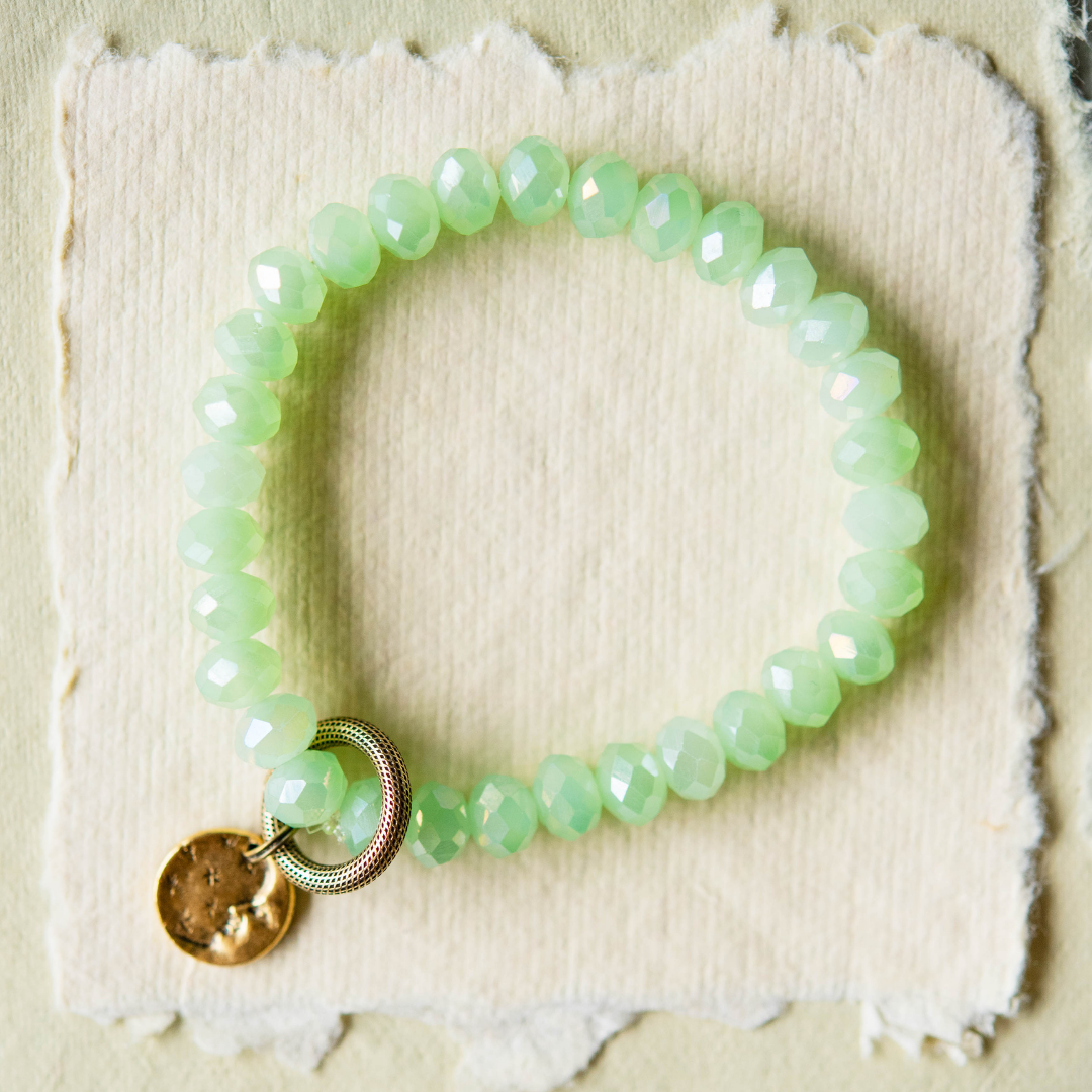 Crystal Bangle + Moon Charm Beaded Bangles Bella Vita Jewelry