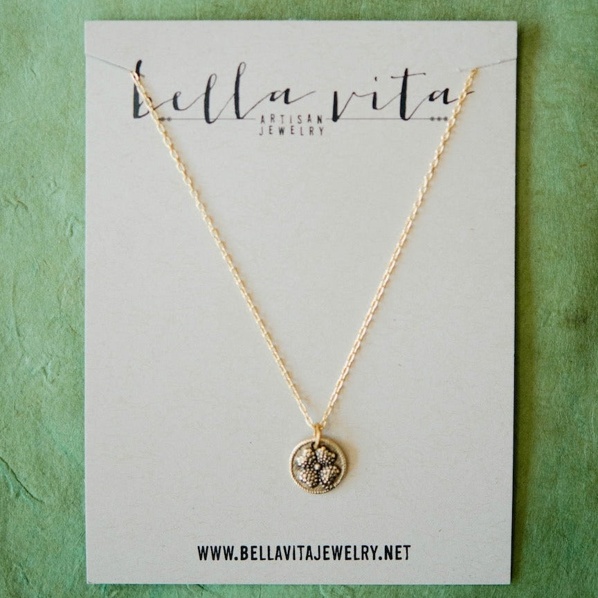 Bitty Buttons Clover Necklace Charm + Pendant Necklaces Bella Vita Jewelry
