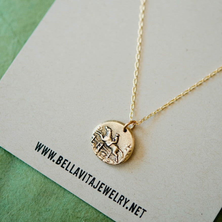 Bitty Buttons Jumping Horse Necklace Charm + Pendant Necklaces Bella Vita Jewelry