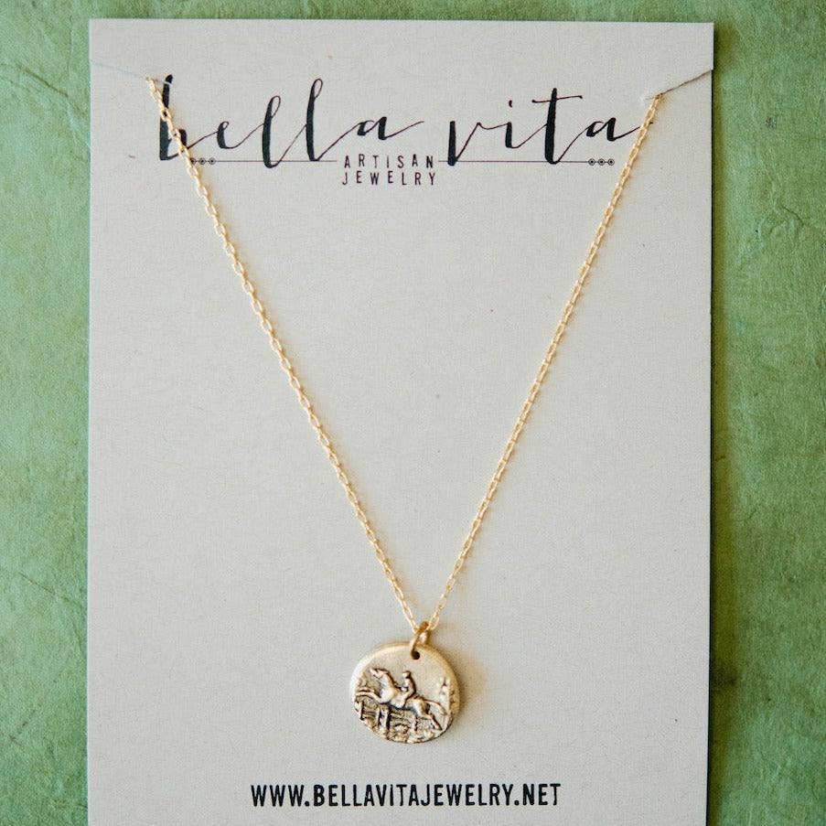 Bitty Buttons Jumping Horse Necklace Charm + Pendant Necklaces Bella Vita Jewelry