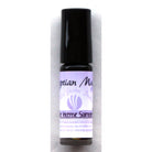 Egyptian Musk perfume oil concentrate by The Incense Sampler in portable roll-on vial with purple label, featuring exotic oils from India.
