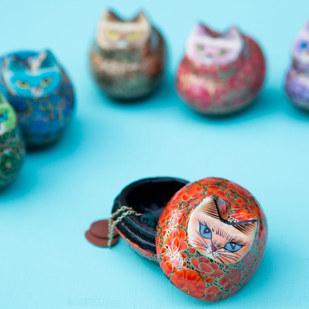 Paper Mache Cat Box Bella Vita Jewelry