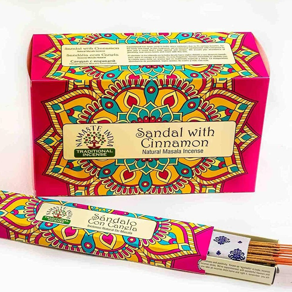 Namaste India Natural Masal Incense Incense Om Imports Sandal with Cinnamon