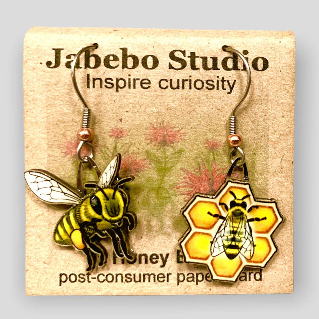 Upcycled Nature Inspired Earrings Dangle Earrings Jabebo Honey Bee  