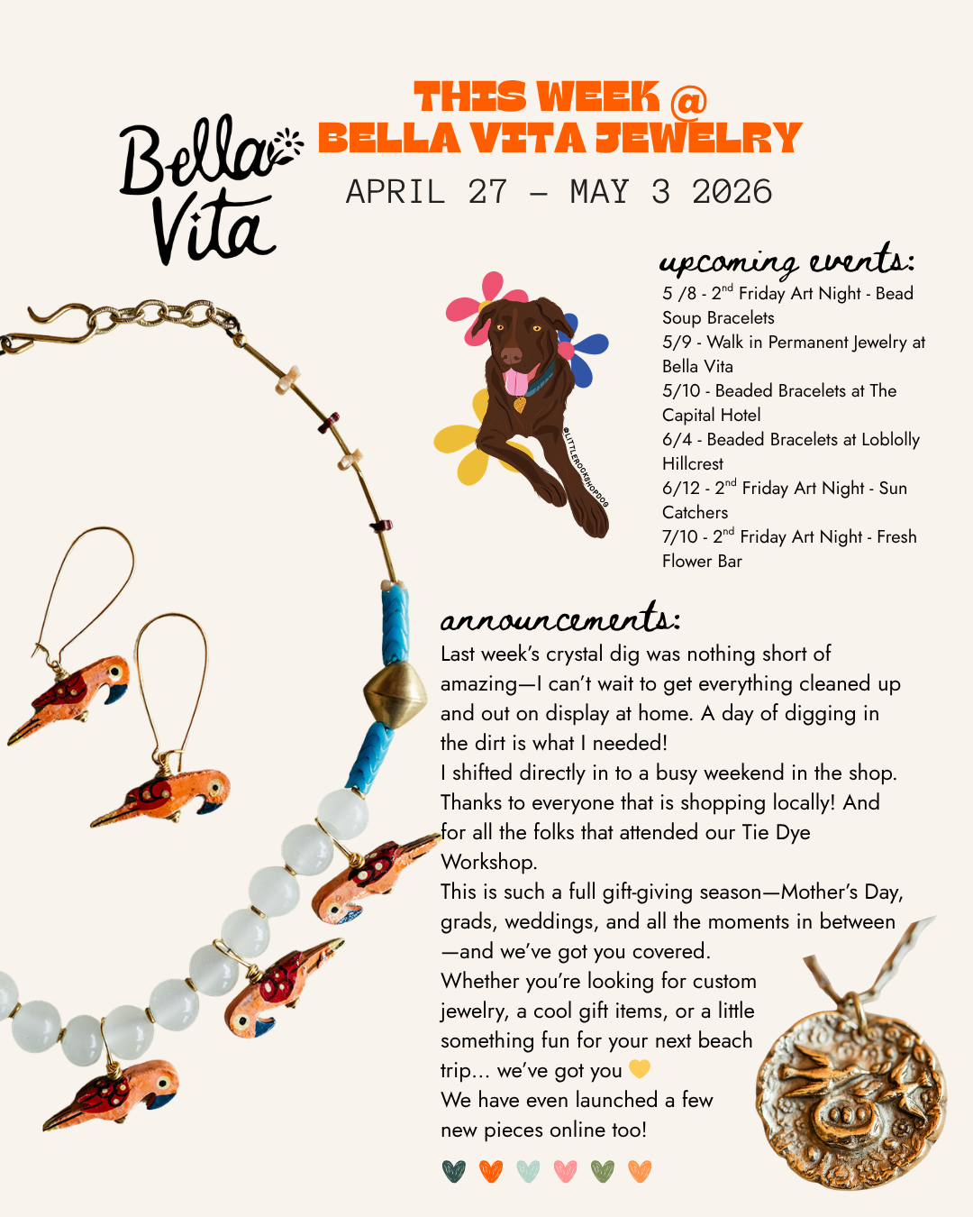 Bella Vita Studio Notes April 27 - May 3