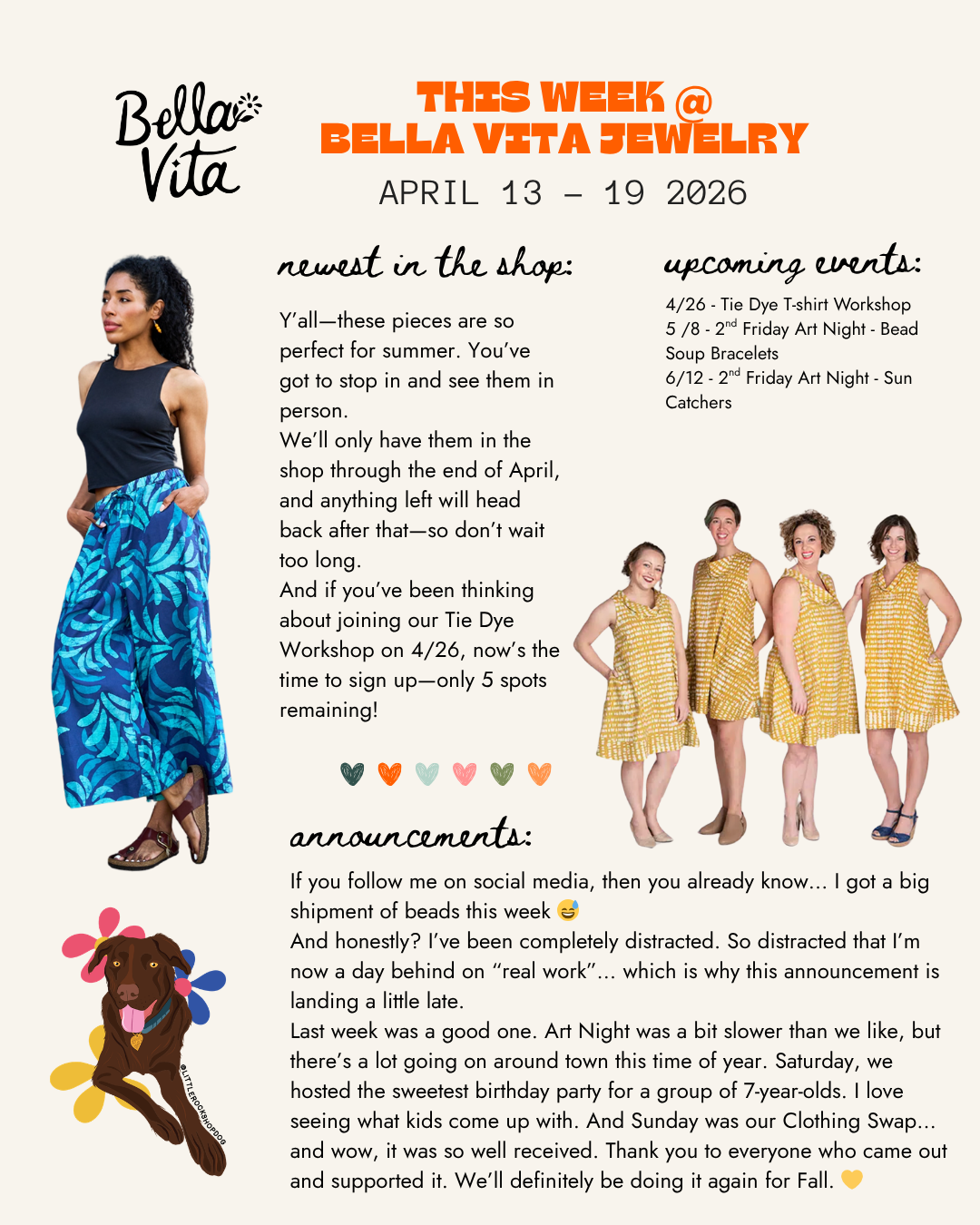 Bella Vita Studio Notes April 13 - 19