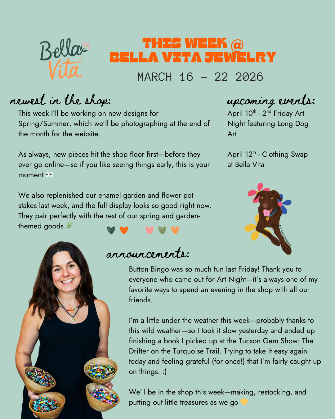 Bella Vita Studio Notes - 3/16 - 3/22