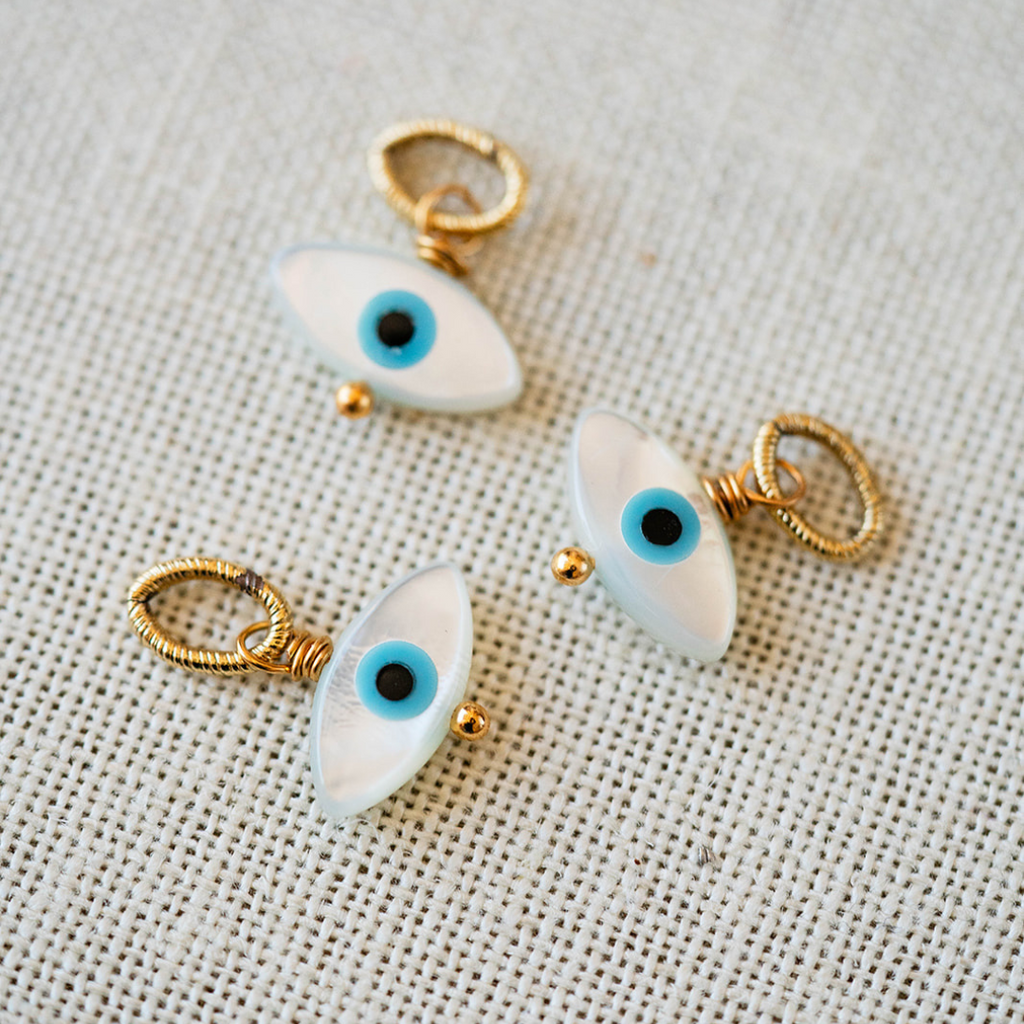 Mother of Pearl Evil Eye Charm Charms Bella Vita Jewelry   