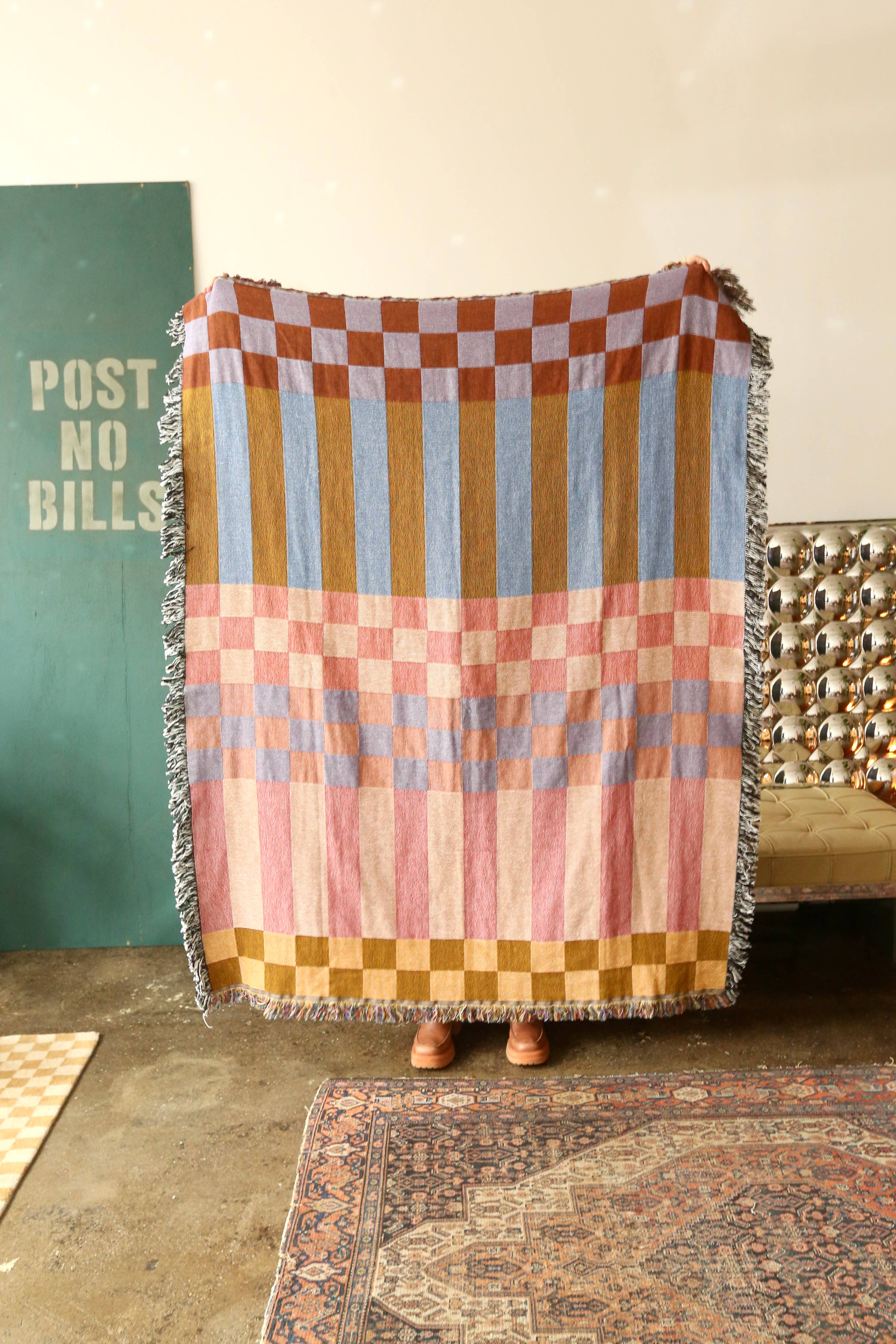 Checkered Stripe Tapestry Blanket  Calhoun & Co.   