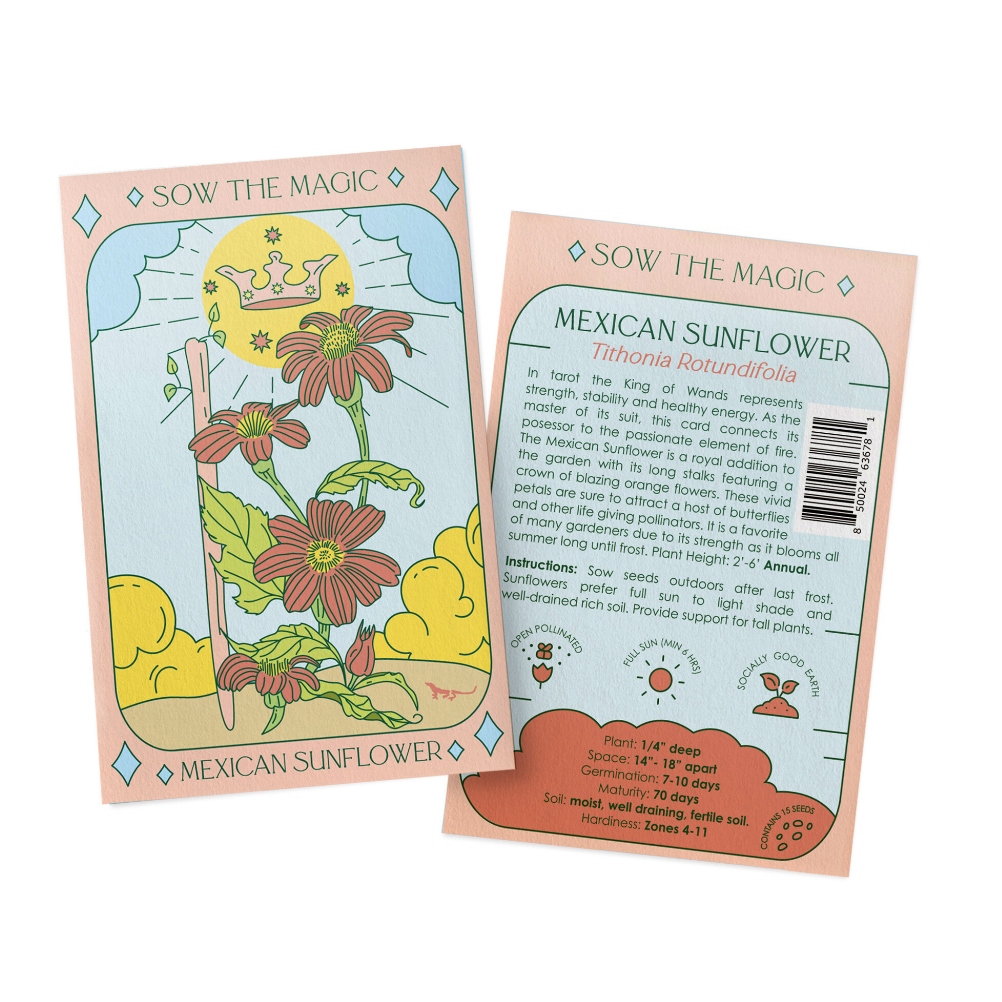 Mexican Sunflower Tarot Garden + Gift Seed Packet Sow the Magic