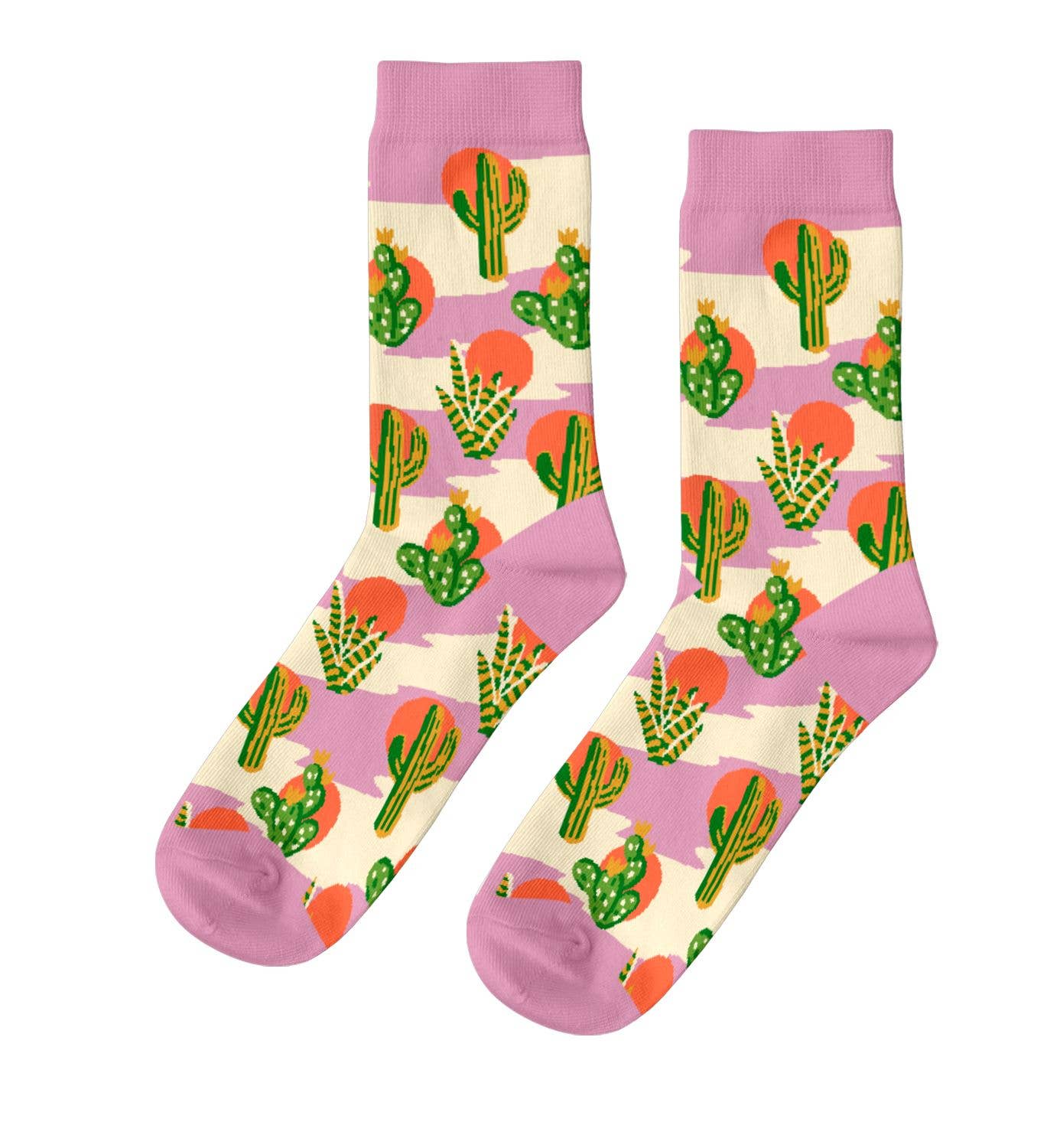 Cactus Sunset - Women's Crew Socks Yellow Owl Workshop