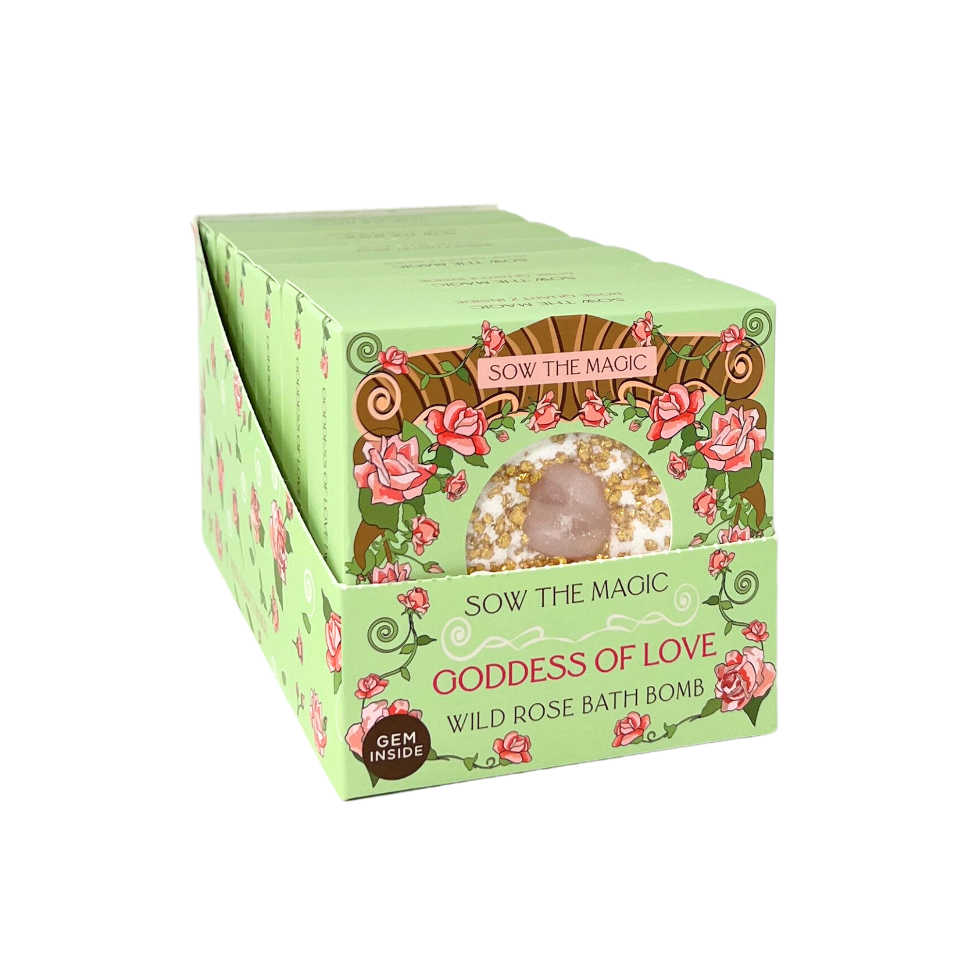 Goddess of Love Wild Rose Bath Bomb with Rose Quartz Sow the Magic