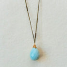 Zara Drop Necklace Necklaces Bella Vita Jewelry Amazonite Antique Gold Plated 