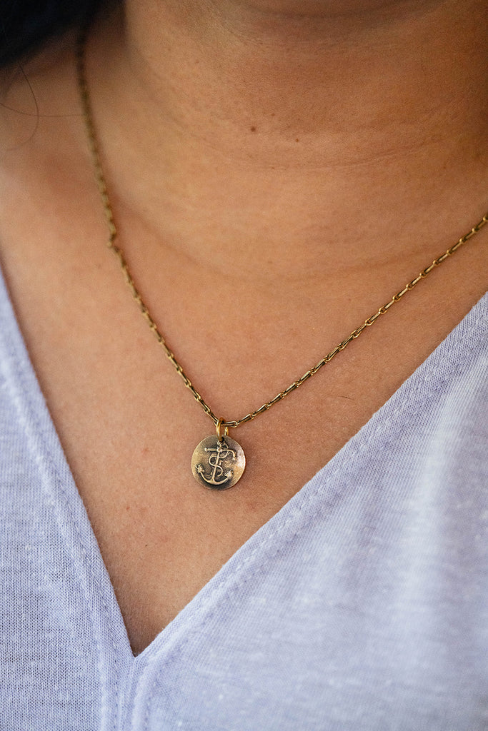 Anchor Heirloom Button Necklace Charm + Pendant Necklaces Bella Vita Jewelry   