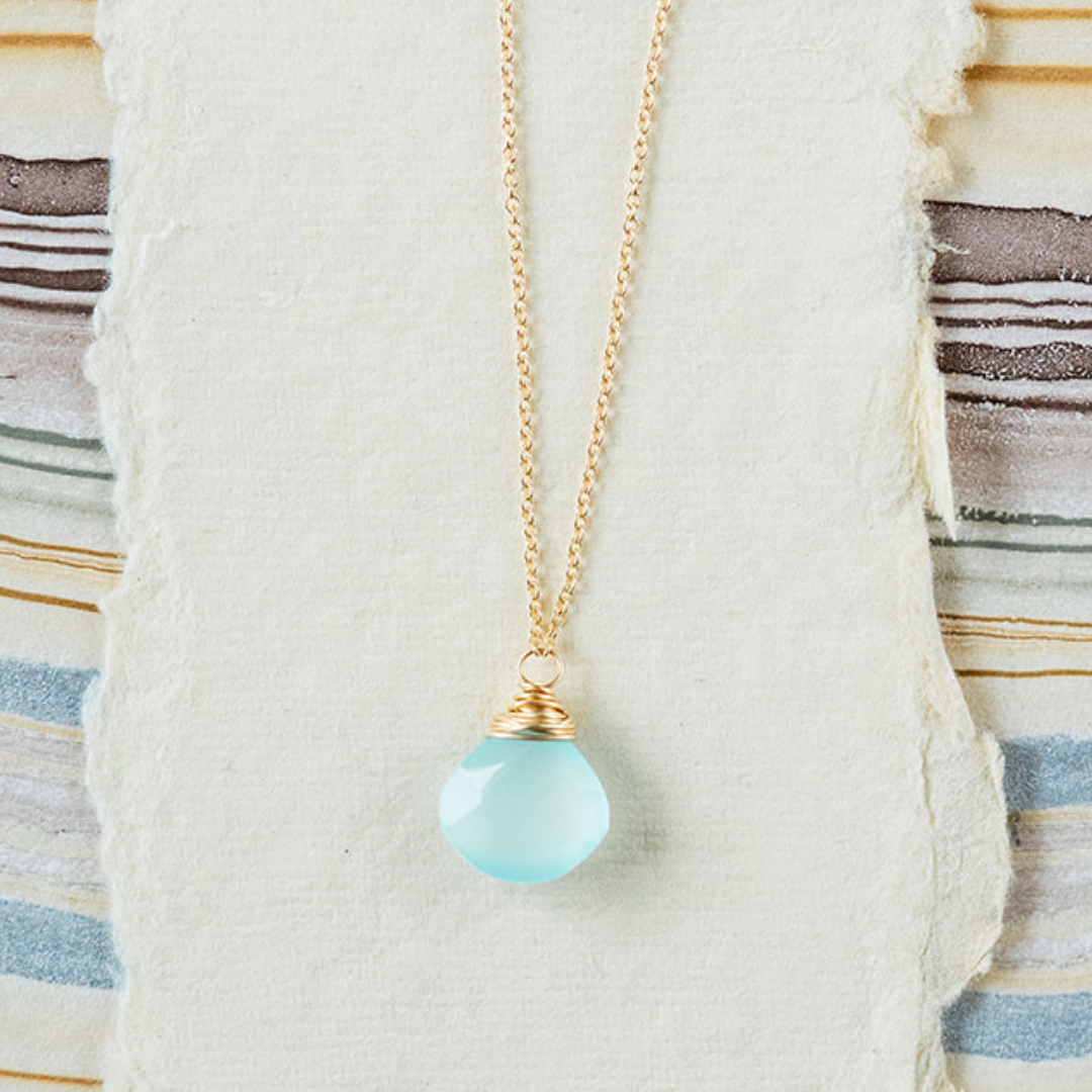 Aqua Chalcedony Necklace Charm + Pendant Necklaces Bella Vita Jewelry