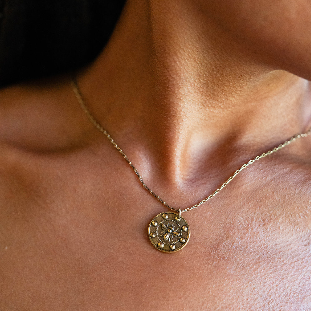 In the Garden - Honey Bee Necklace Charm + Pendant Necklaces Bella Vita Jewelry   