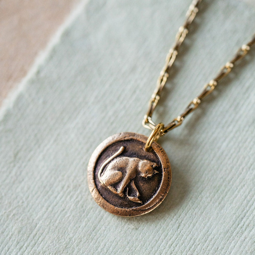 Curious Cat Heirloom Button Necklace Charm + Pendant Necklaces Bella Vita Jewelry   