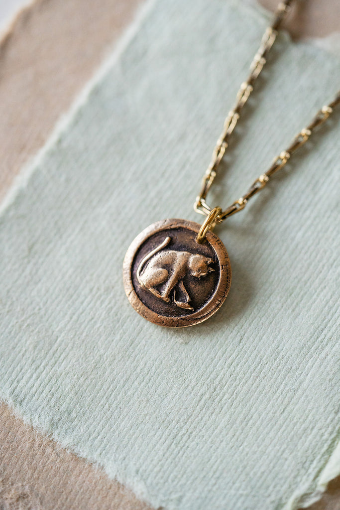 Curious Cat Heirloom Button Necklace Charm + Pendant Necklaces Bella Vita Jewelry   