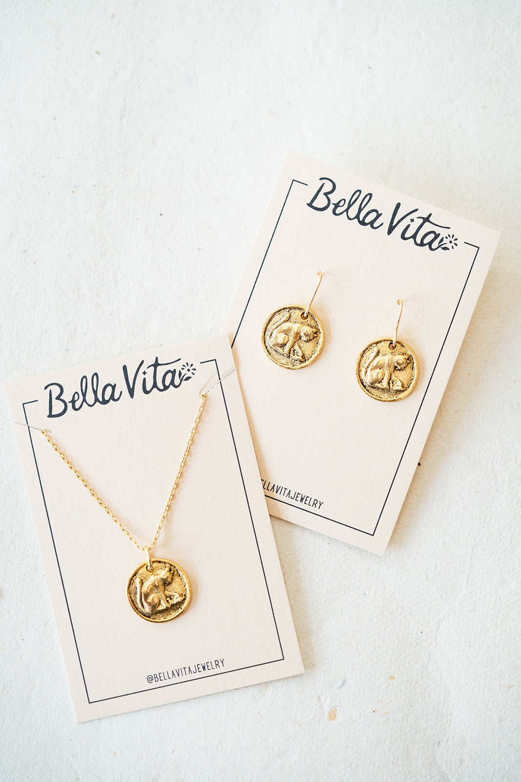 Bitty Buttons Cat Earring Dangle Earrings Bella Vita Jewelry   