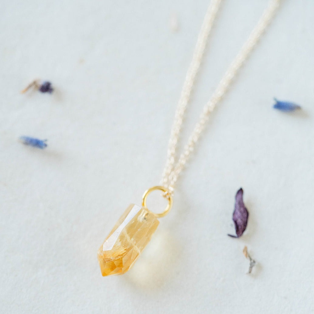 Citrine Point Necklace Charm + Pendant Necklaces Bella Vita Jewelry   