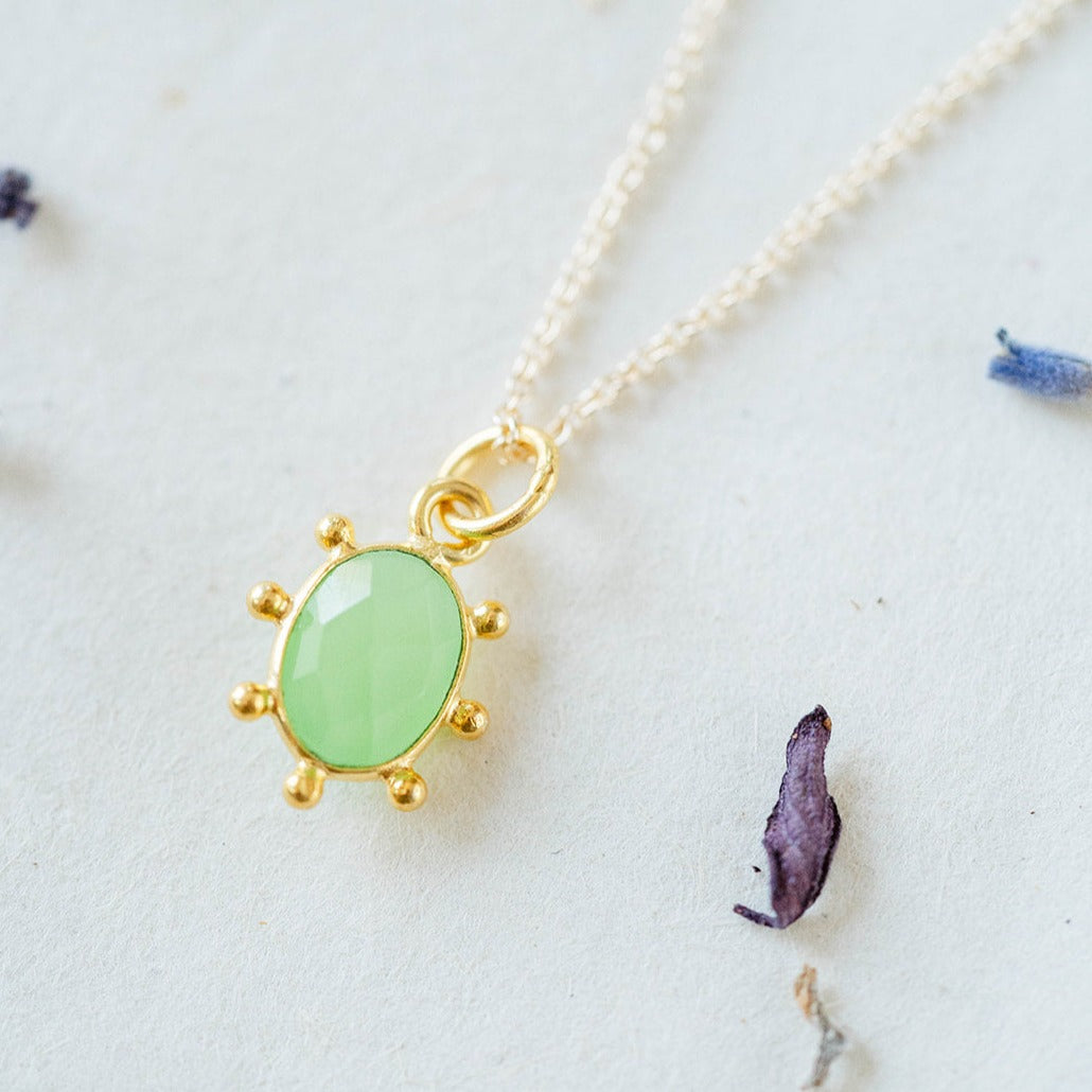 Chrysoprase Sun Necklace Charm + Pendant Necklaces Bella Vita Jewelry   