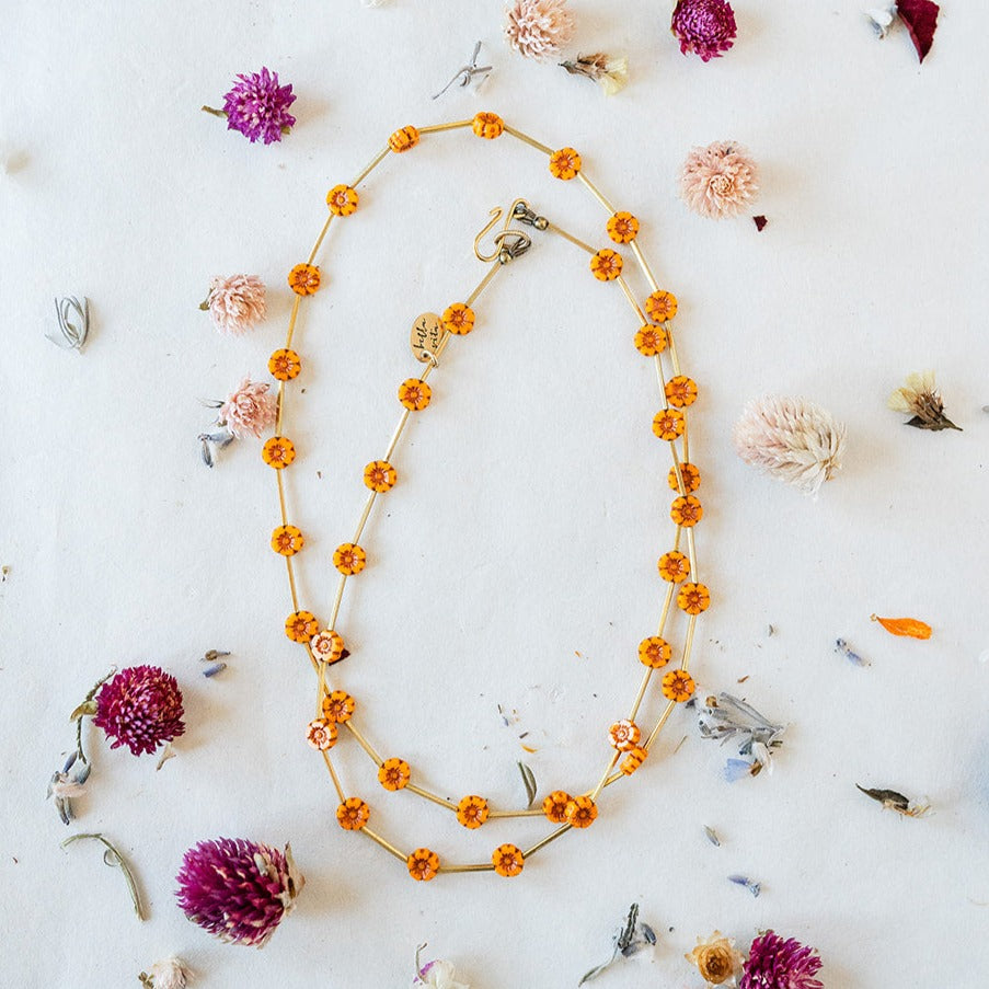 Flower Power Daisy Chain Necklace Charm + Pendant Necklaces Bella Vita Jewelry Marigold  