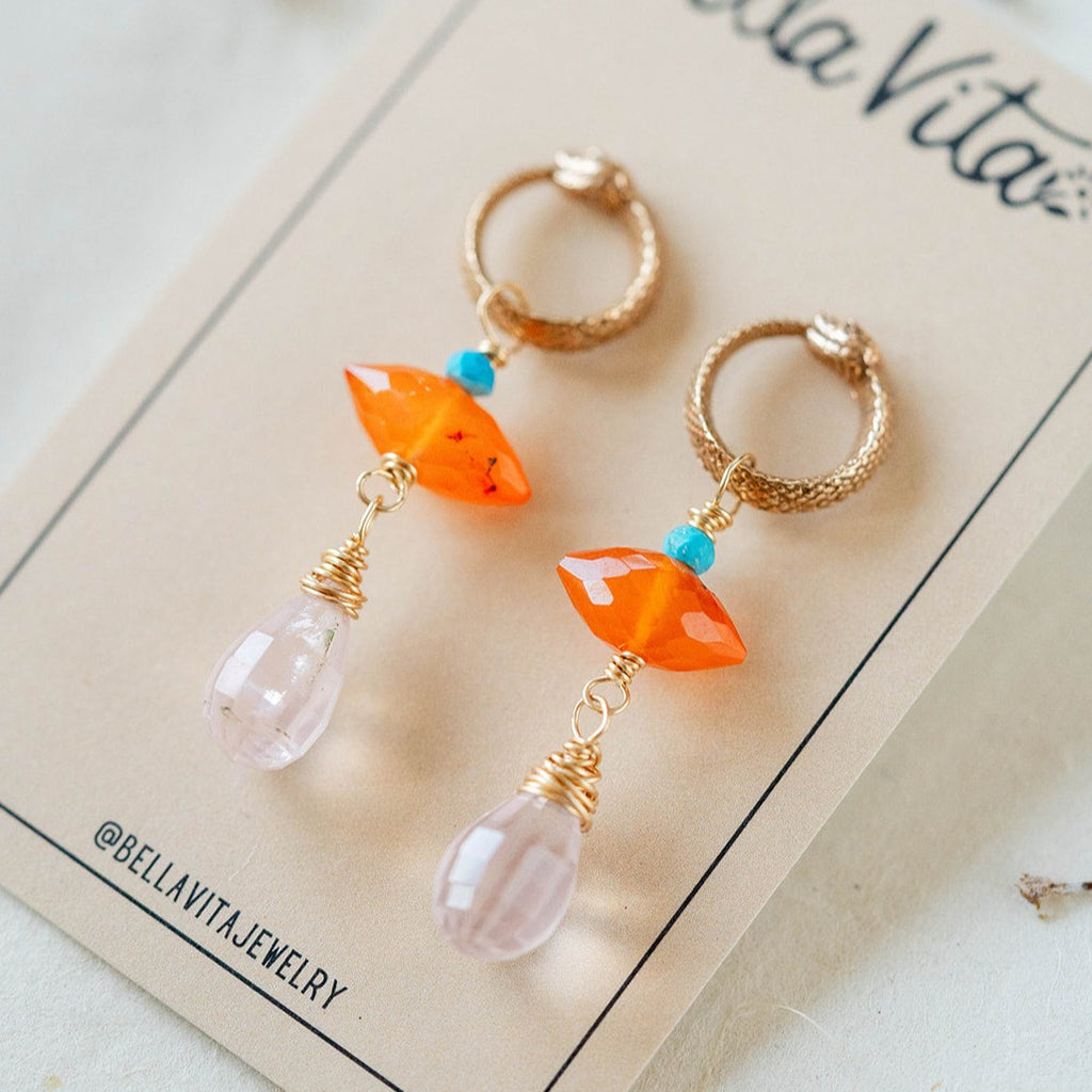 Oroboros and Gemstone Post Earrings Dangle Earrings Bella Vita Jewelry   