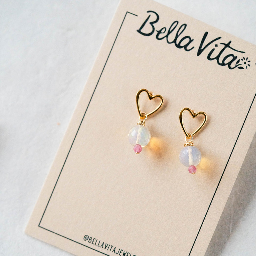 Opal Heart Post Earrings  Bella Vita Jewelry   