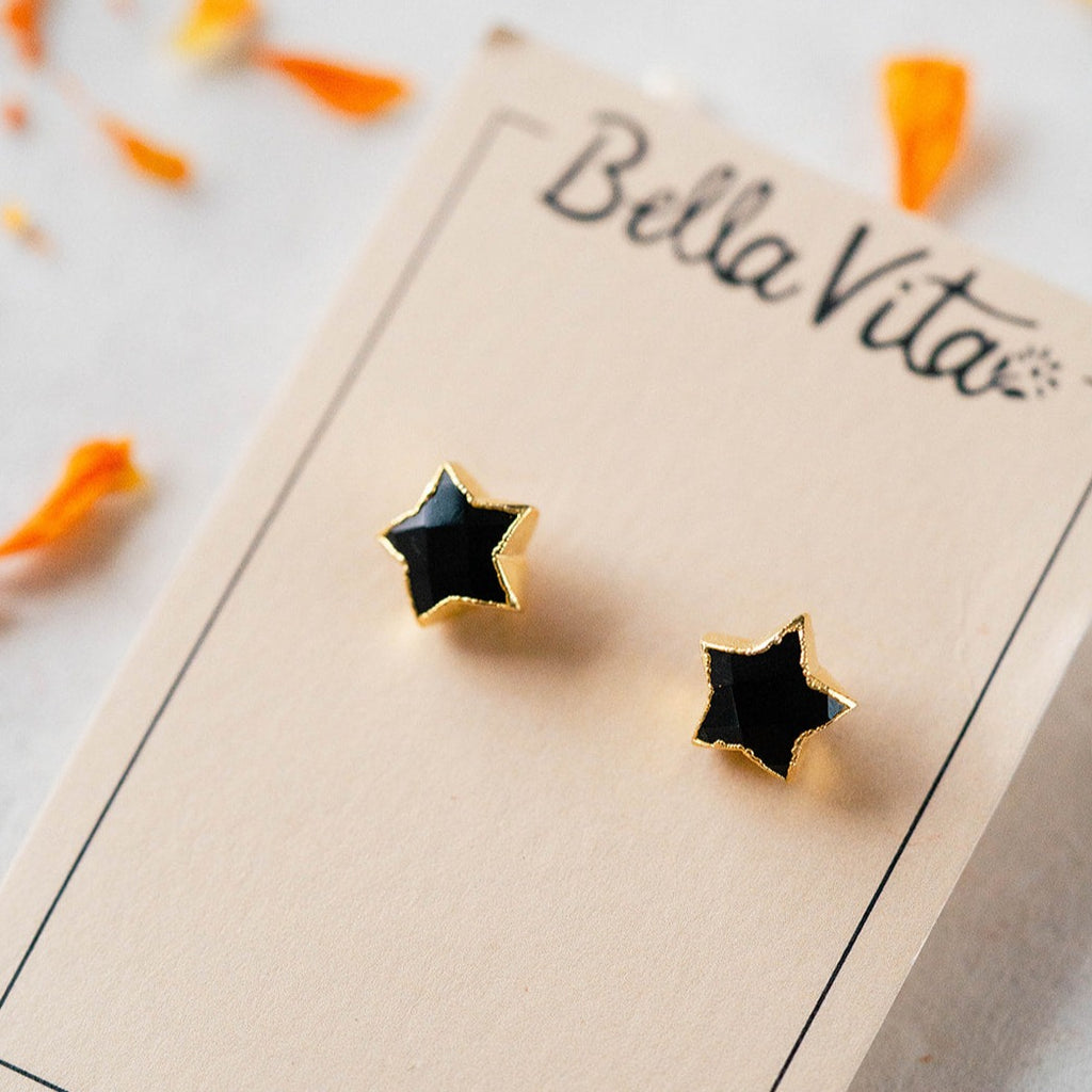 Black Onyx Star Posts  Bella Vita Jewelry   