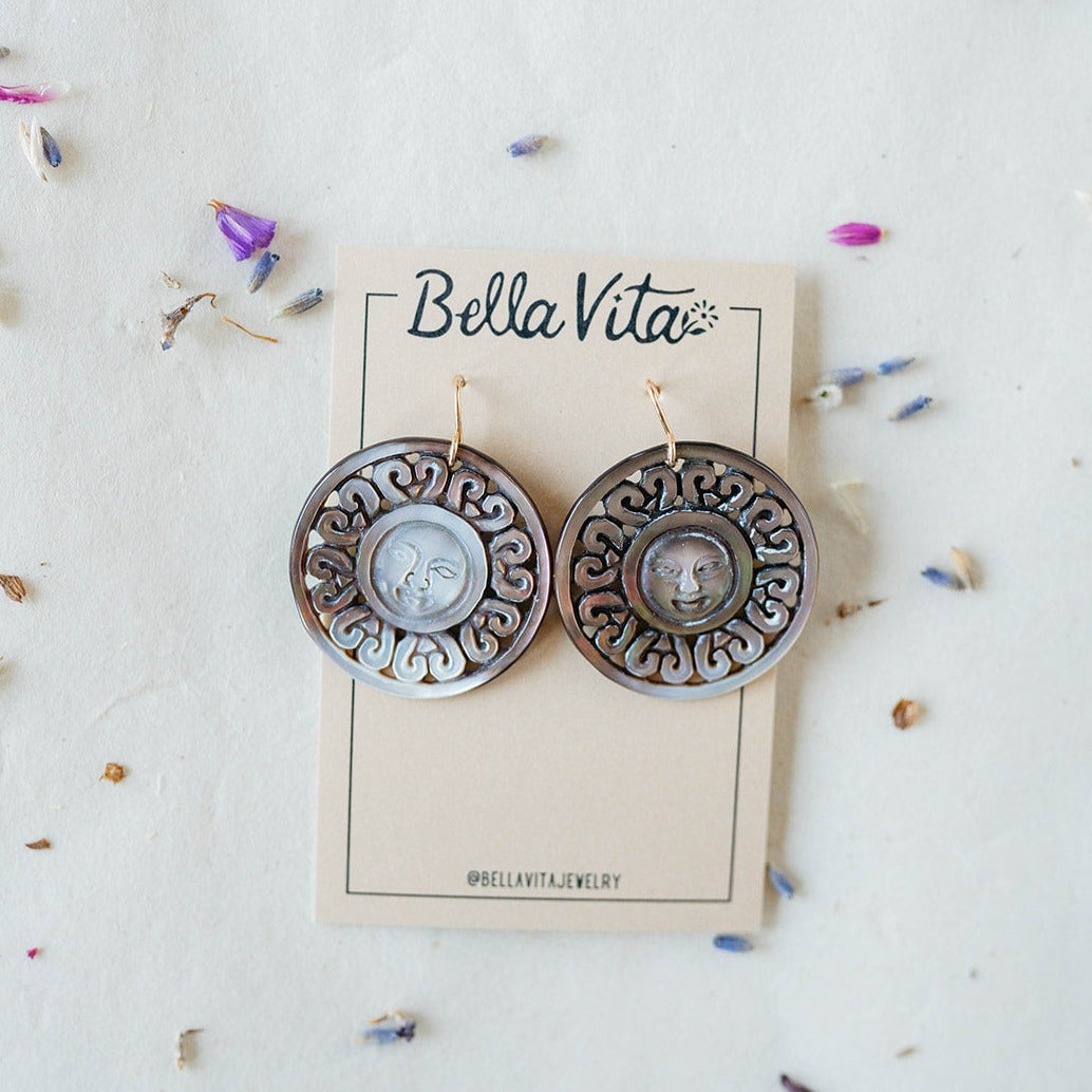 Smiling Sun Earrings Dangle Earrings Bella Vita Jewelry   