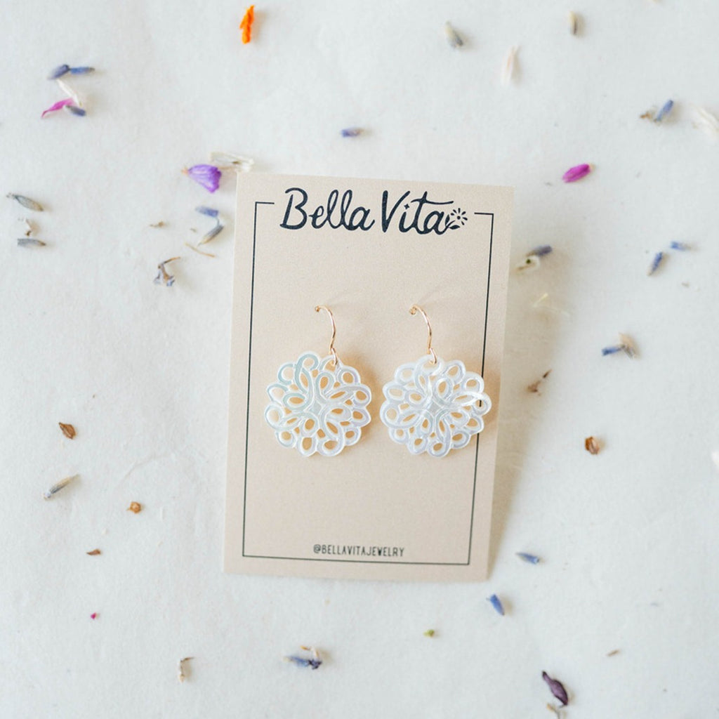 Flower Shell Earrings Dangle Earrings Bella Vita Jewelry   