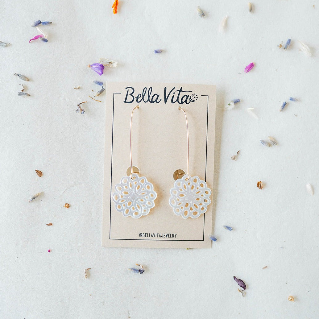 Flower Shell Earrings Dangle Earrings Bella Vita Jewelry   