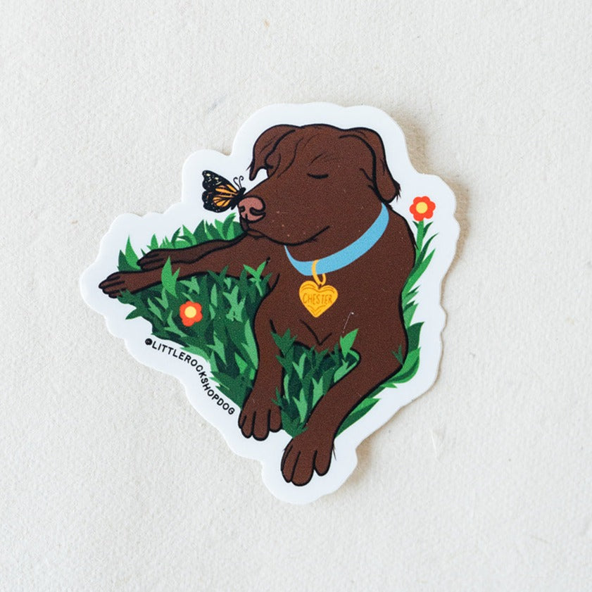 Chester #littlerockshopdog Sticker Stickers + Crafts Chester Chester w/ Butterfly  