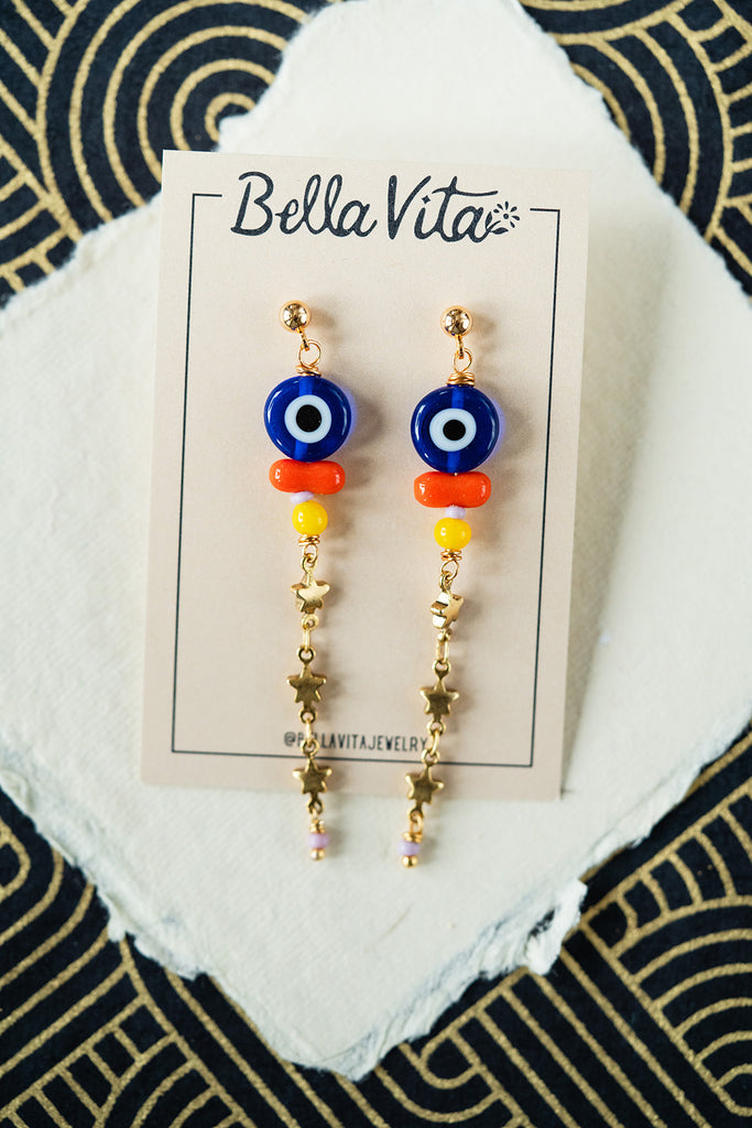 Evil Eye Shoulder Duster Earrings Dangle Earrings Bella Vita Jewelry   