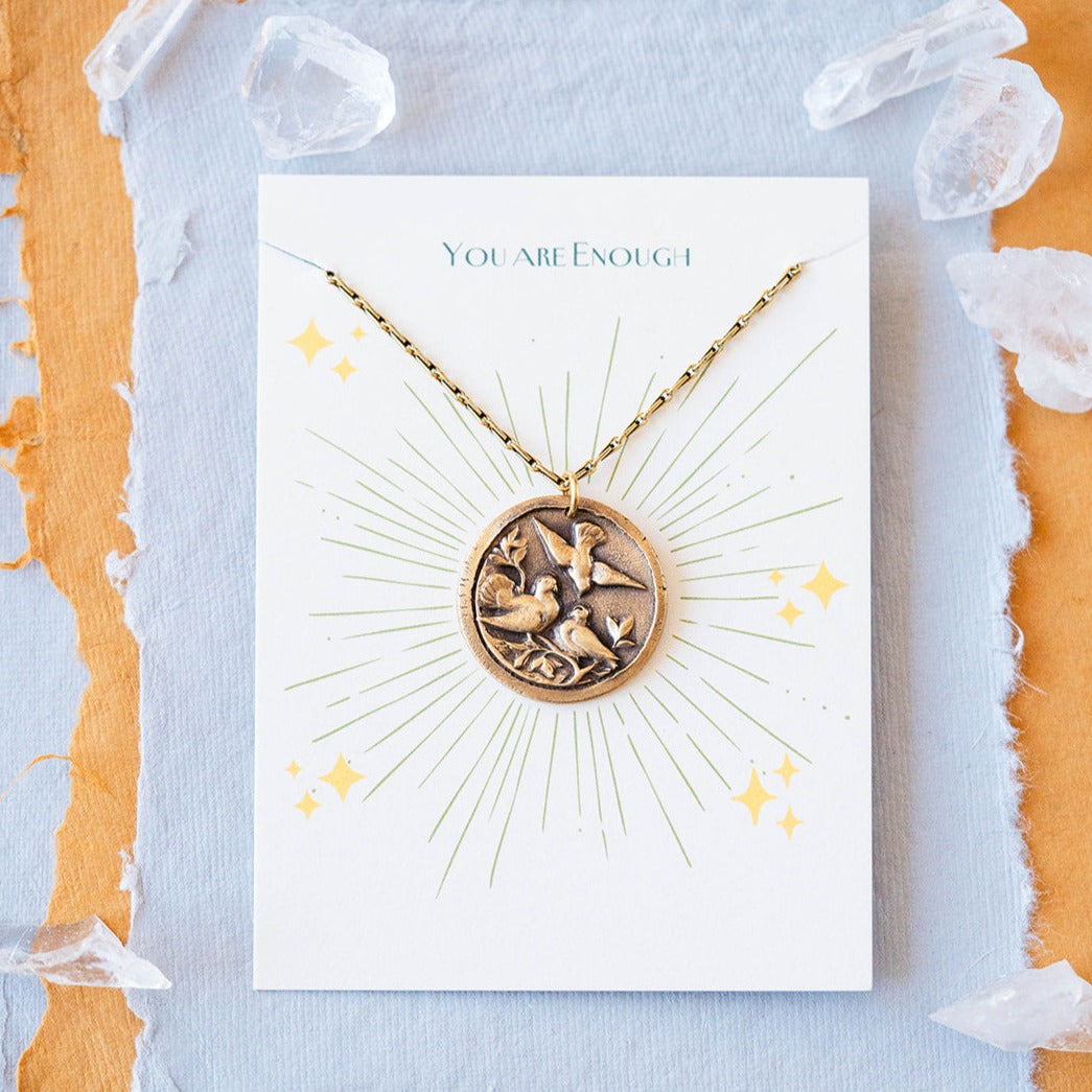 "You are Enough" Button Necklace Token Necklace Bella Vita Jewelry   