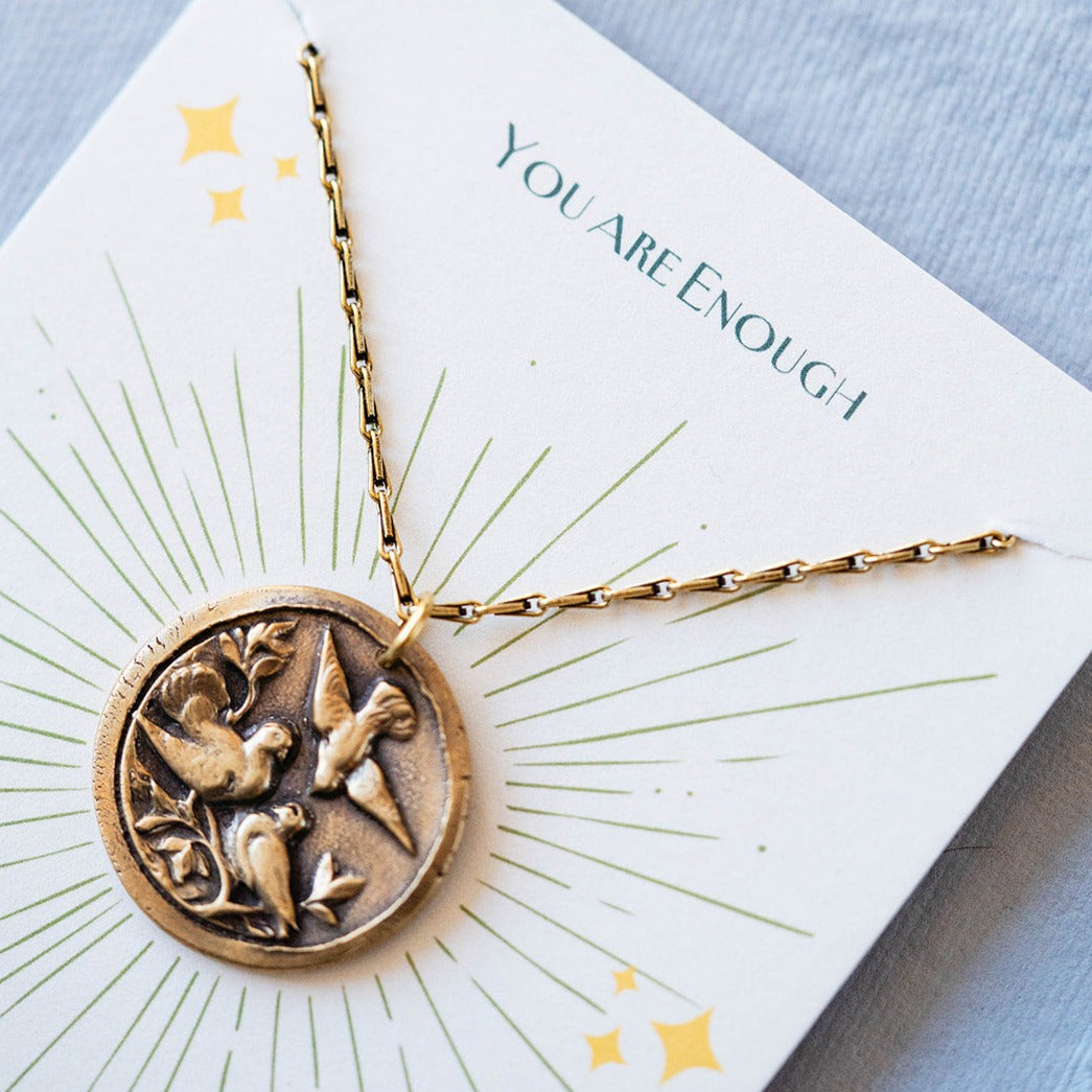 "You are Enough" Button Necklace Token Necklace Bella Vita Jewelry   