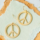 Peace Sign Earrings Dangle Earrings Bella Vita Jewelry Short Gold Plated  