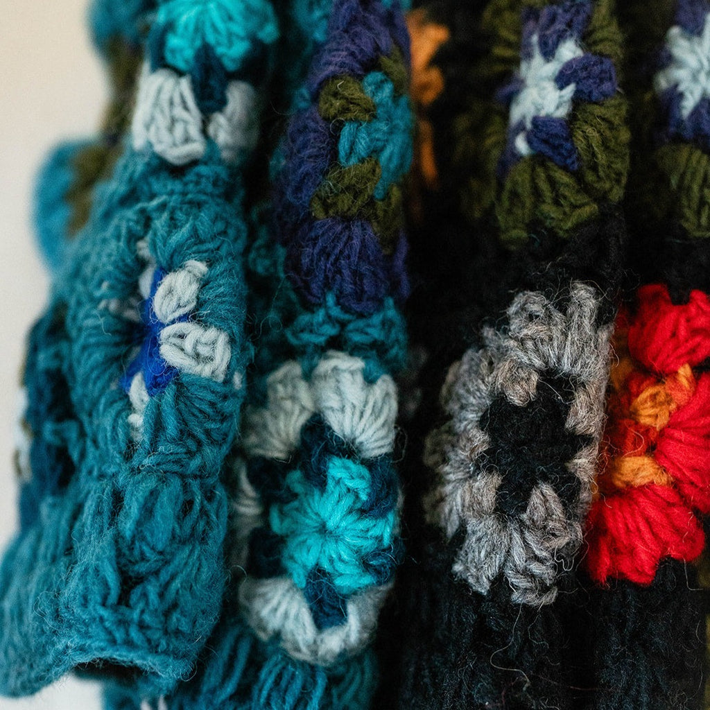 Crochet Flower Fingerless Gloves  Zig Zag   