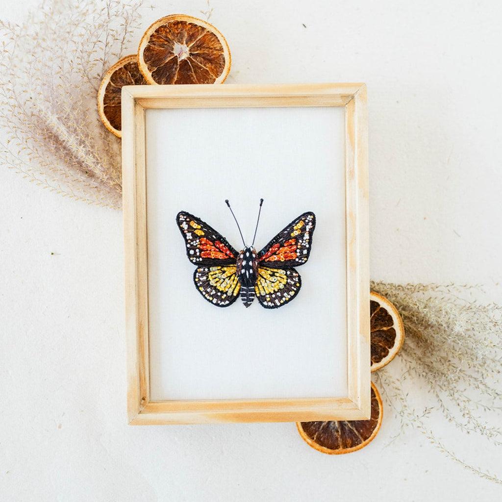 Hand Embroidered Butterfly Wall Art Wall Art Trovelore   