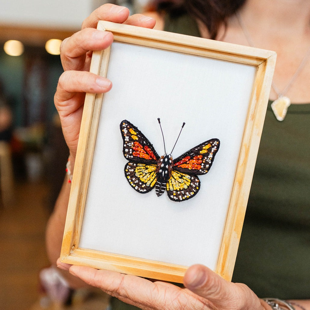 Hand Embroidered Butterfly Wall Art Wall Art Trovelore   