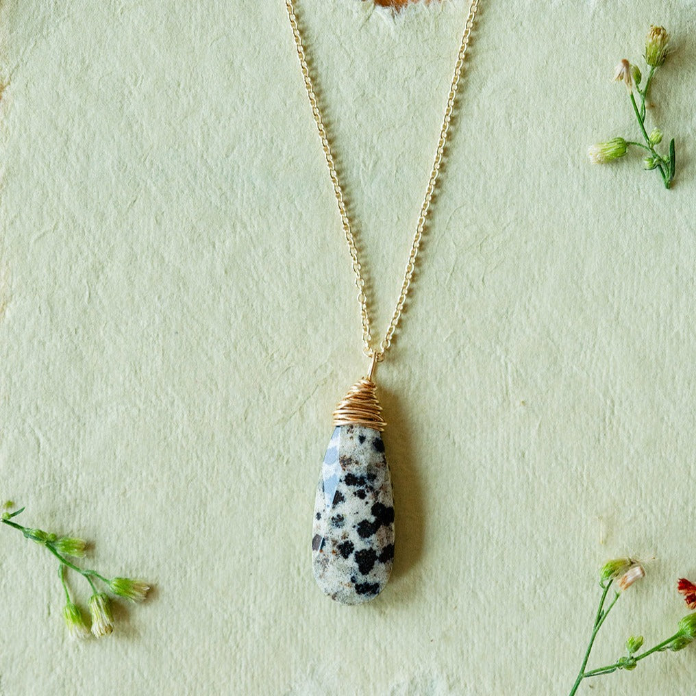 Dalmatian Jasper Necklace Charm + Pendant Necklaces Bella Vita Jewelry   