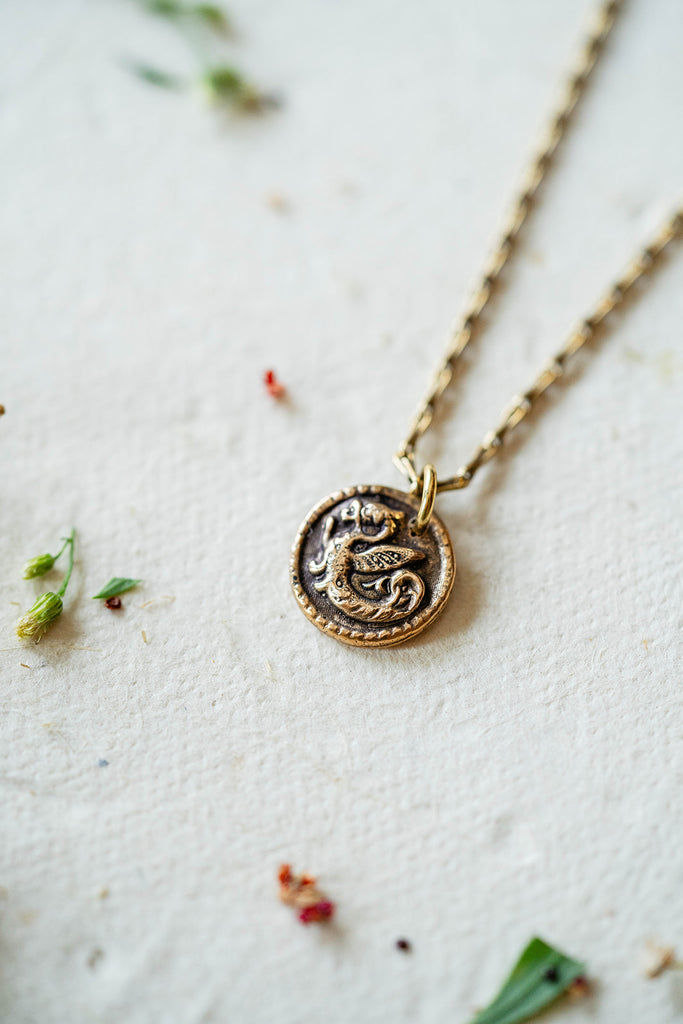 Dragon Heirloom Button Necklace Charm + Pendant Necklaces Bella Vita Jewelry   