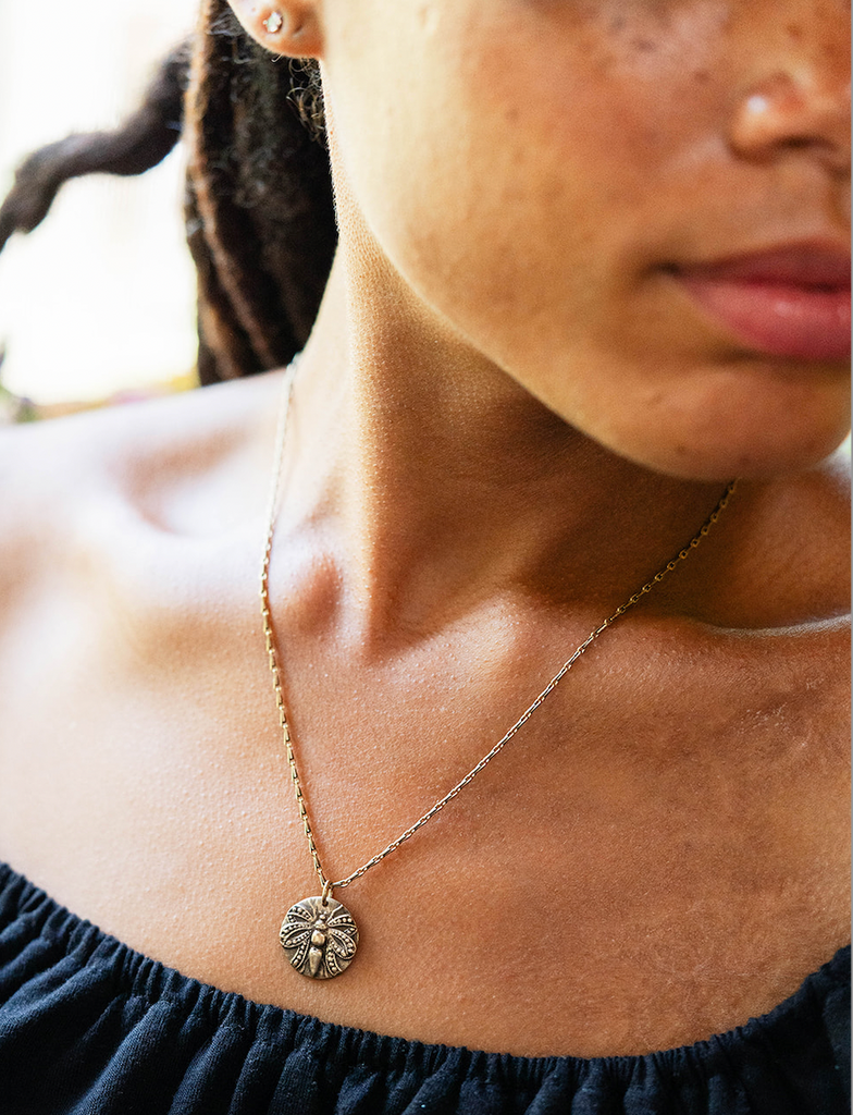 Dragonfly Heirloom Button Necklace Charm + Pendant Necklaces Bella Vita Jewelry   